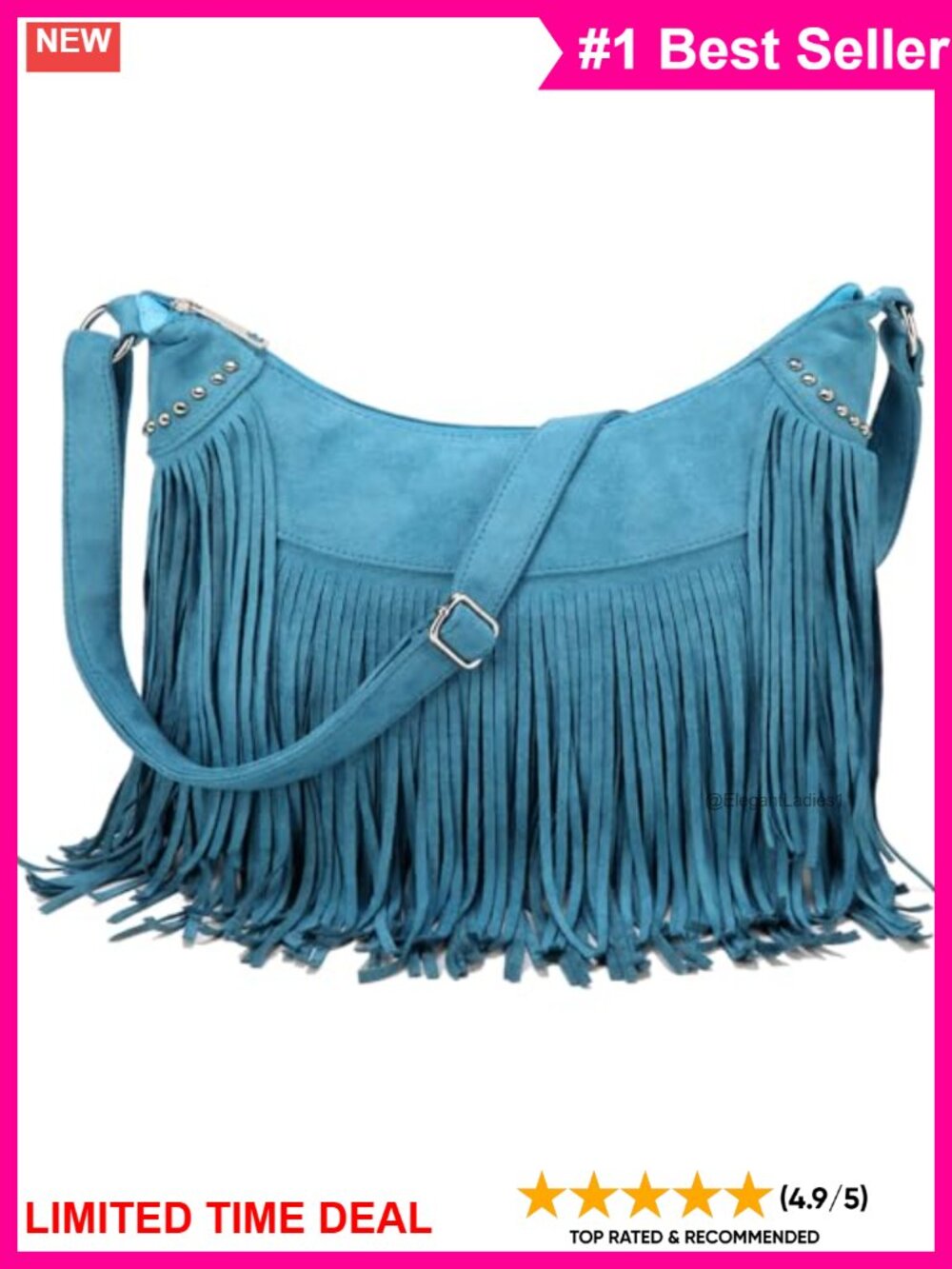 Vegan Suede Fringe Hobo Crossbody Bag